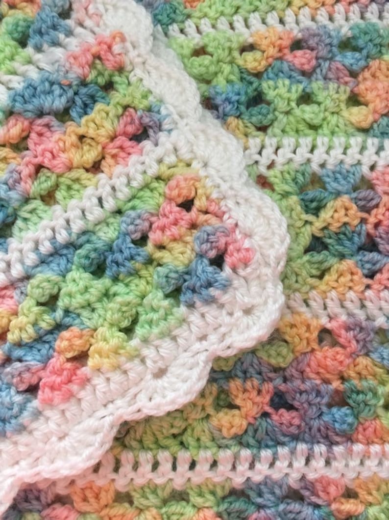 Free Shipping Crochet Rainbow Gender Neutral Baby Blanket