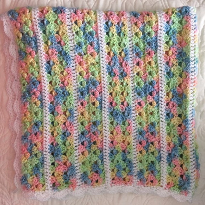 Free Shipping Crochet Rainbow Gender Neutral Baby Blanket
