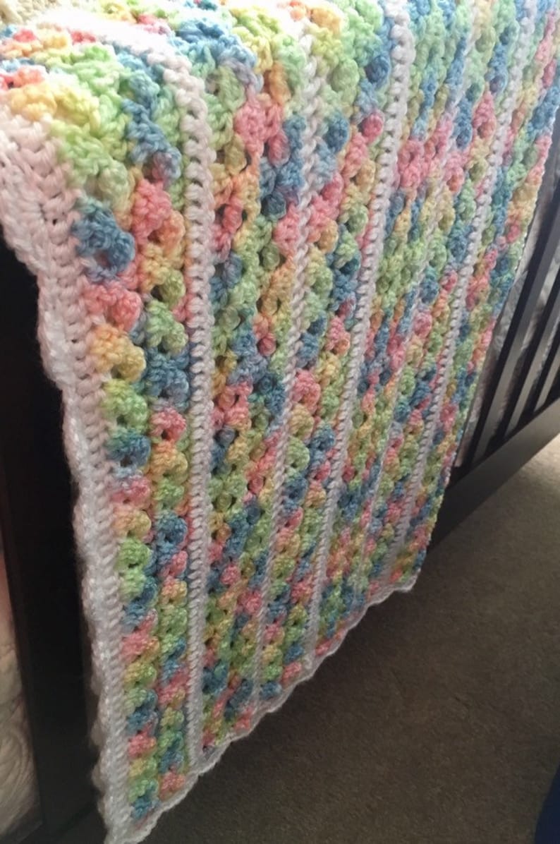 Free Shipping Crochet Rainbow Gender Neutral Baby Blanket