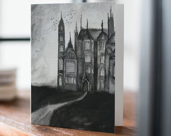 Spooky Gothic Mansion Greeting Card - Single Card and Envelope