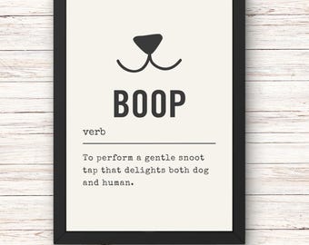Boop Definition Print | Rolig hundväggkonst | Hundälskarepresent | Minimalistisk hunddekor | Hundmammapresent | Hundpappapresent | Snoot Boop konsttryck