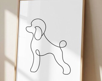 Minimalist Poodle One Line Dog Art Print, Modern Poodle Wall Decor, Continuous Line Drawing, Dog Lover Gift, Black & White Art
