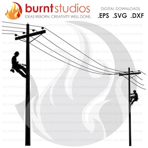 SVG Cutting File, Linemen on Poles Only 2, Power Lines, Lines Only, SVG, Power Lineman, Climbing, Line Life, Wood Walker