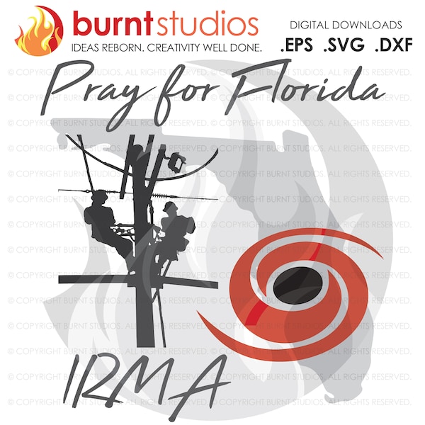 Pray for Florida, Hurricane Irma, Power Lineman, Linemen, Line Crew, Climbing Hooks, Wood Walkers, Power, SVG, DXF