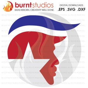 Digital File, Trump Silhouette Toupee Star, USA, President, America, Funny Political Trump Mexico, Decal Design, Svg, Png, Dxf, Eps file