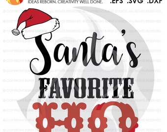 Digital File, Santa&#39;s Favorite Ho, Merry Christmas Xmas Santa Clause, Funny Printable Clip Shirt Decal Design, Svg, Png, Dxf, Eps file
