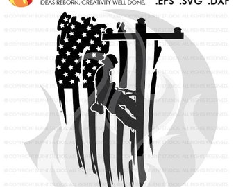 Digital File, USA Flag, United States of America, Linemen, Lineman, Power, Climbing Hooks, Spikes, Gaffs, Decal, Svg, Png, Dxf, Eps file