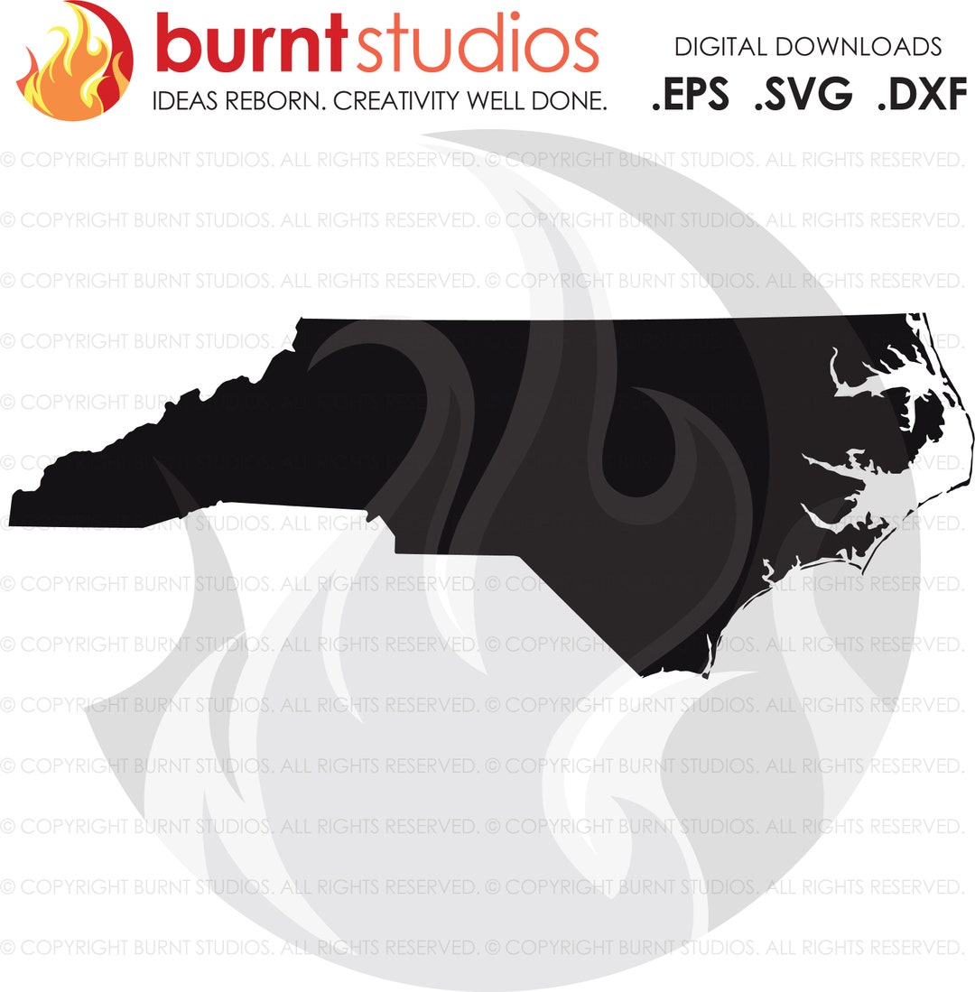 SVG Cutting File, North Carolina State Outline Only, Raleigh, Charlotte ...