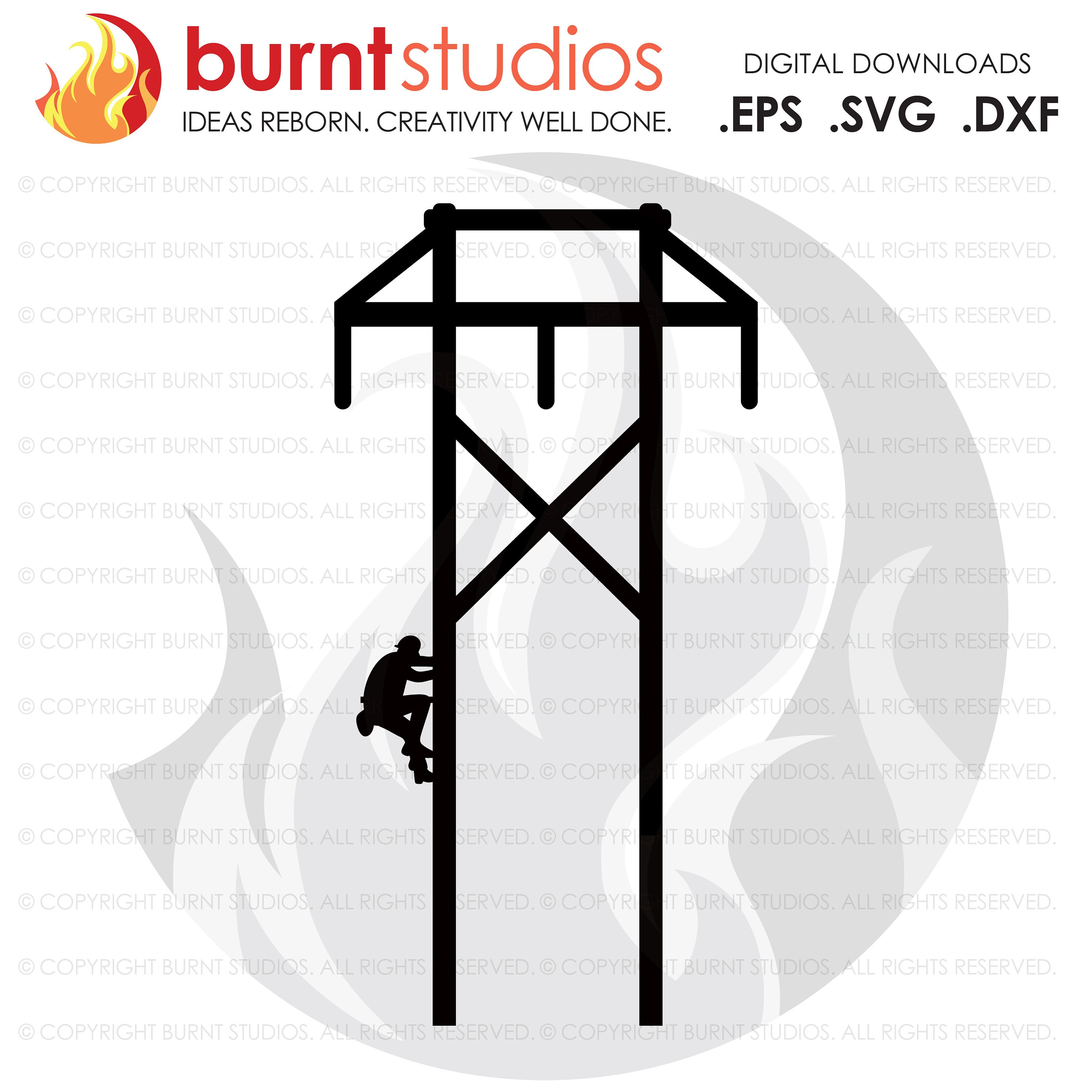 SVG Cutting File Transmission Lineman Climbing United States Etsy