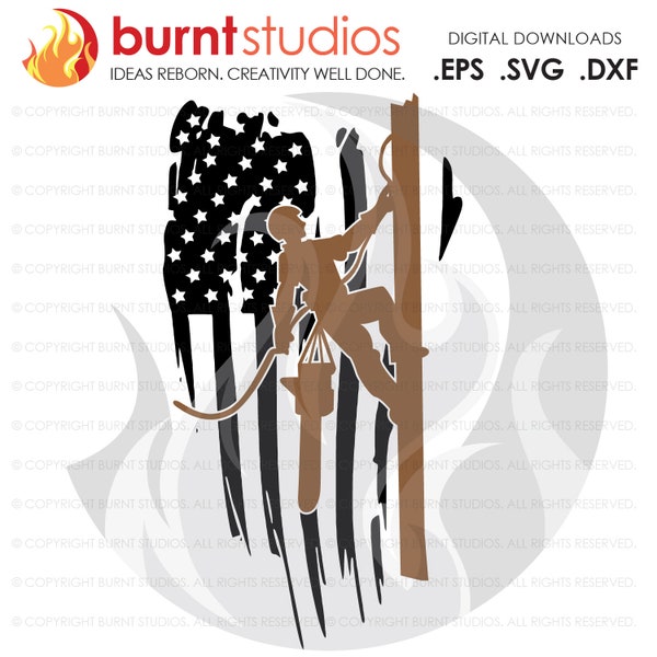 SVG Cutting File, USA Flag, United States of America, Tree Trimmer, Arborist, Tree Climber, Climbing Hooks, Spikes, Gaffs, Decal, Svg, PNG