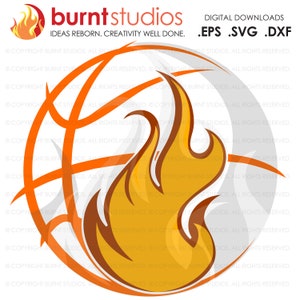 SVG Cutting File, Basketball with Flames, College Basketball, ACC Tournament, Duke Basketball, UNC Chapel Hill Basketball, Villanova
