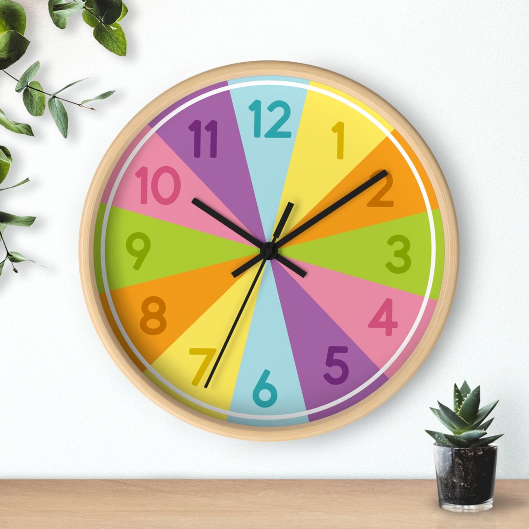 Learn the Time Childrens Wall Clock Colorful Childrens Clock Etsy