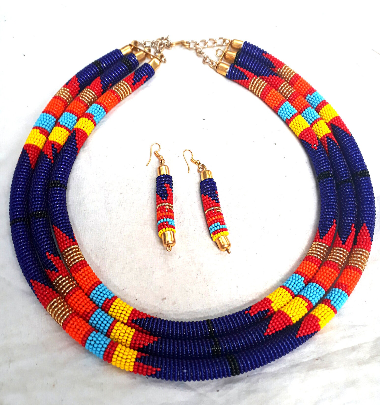 African beaded necklacesdark blue beaded necklacesAfrican Etsy