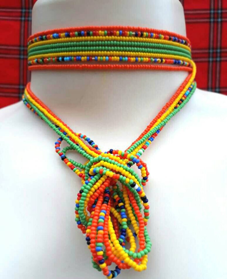 Beaded neckpiece Kenyan necklace Kenyan beadworkKenyan Etsy
