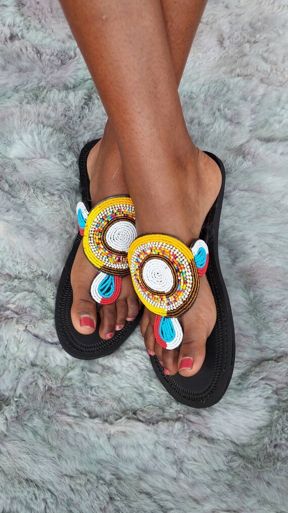 Maasai sandalsbeaded sandalsgirlfriends giftgift for | Etsy
