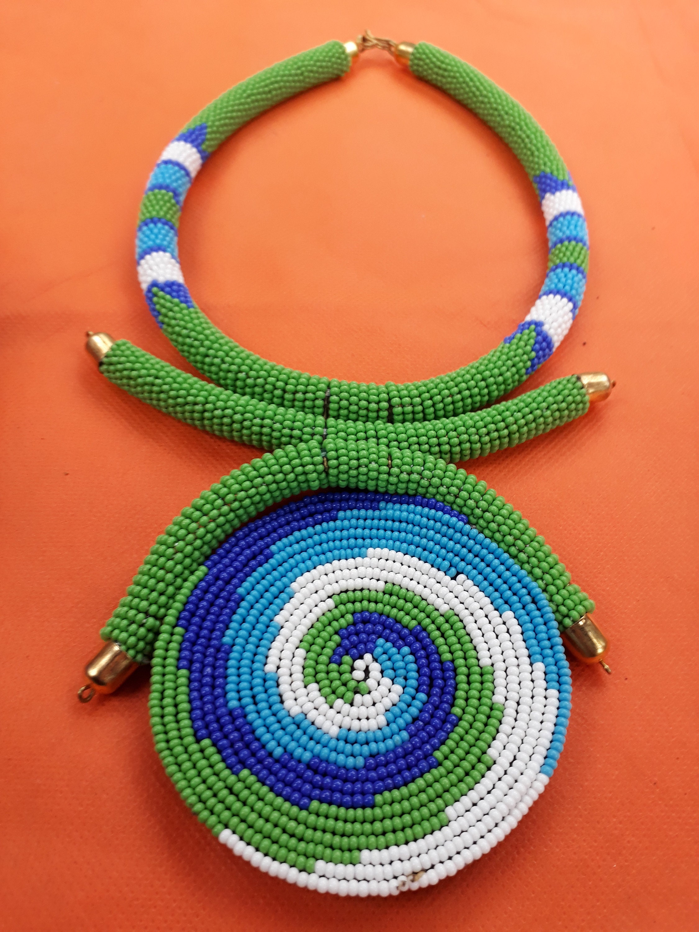 Green choker green pendant chokerAfrican pendant choker Etsy