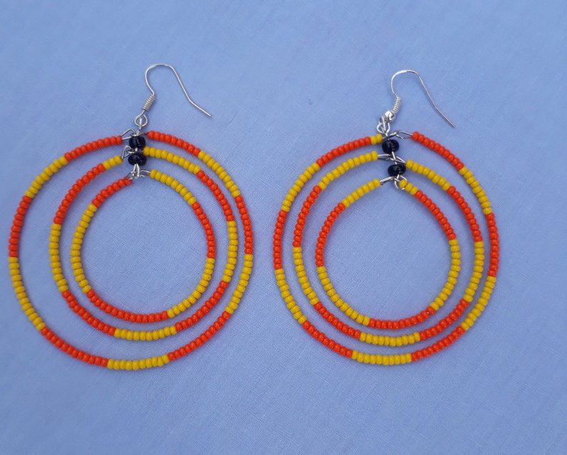 African Beaded Hoop Earrings - Etsy