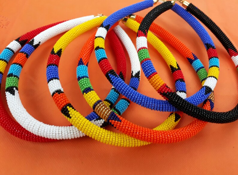 Free beaded choker set 6 choker set,choker jewelry set,orange beaded choker,beaded choker jewelry maasai black choker,beaded red jewelry