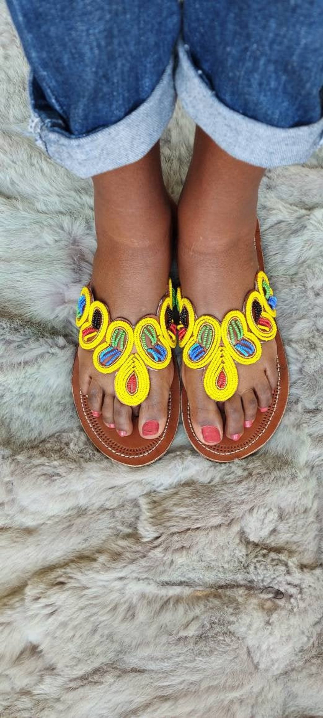 Maasai Sandalsafrican Sandalssummer Sandalscolorful - Etsy