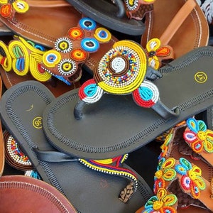 ON SALE African Maasai Sandals , Assorted African Sandals , Bulk Sandals ,  12 Pairs Sandals. 