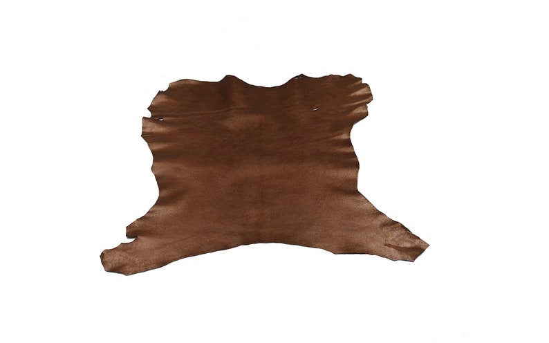 Metallic bronze goatskin grained leather image 1