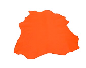 Peau d'agneau orange fluo - cuir nappa