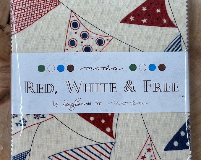Red, White & Free - Charm Pack - by Sandy Gervais for Moda Fabric - Etsy