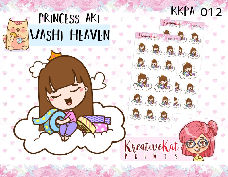 Kkpa 012 Washi Heaven Princess Aki Planner Stickes Kawaii Etsy