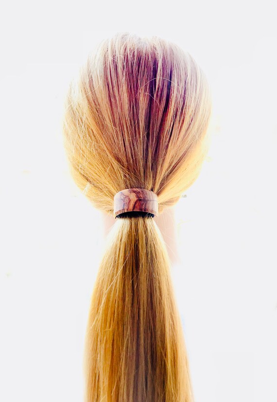 Wood Hair Tie Ponytail Holder Olive Cuff 50