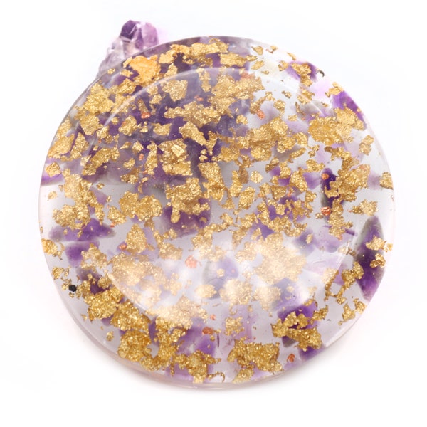 Amethyst Reiki healing disc, orgone charging disc, witchcraft supply