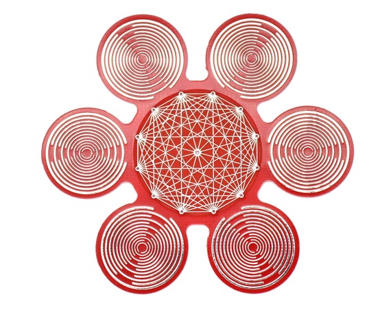 Tesseract and MWO crystal grid, orgone pyramid making supplies, miniature crystal grid plate, mini radionic plate
