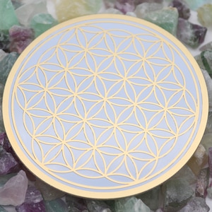 Meditation room gold plated flower of life coaster, sacred geometry coasters