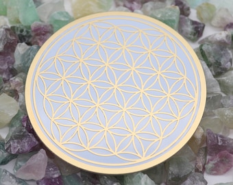 Meditation room gold plated flower of life coaster, sacred geometry coasters