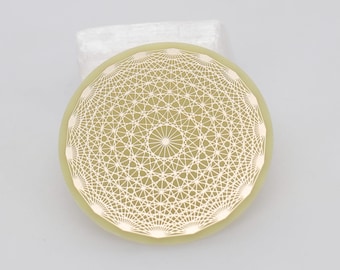 Tesseract sacred geometry radionics disc, aetheric energy pump, EMF protection disc