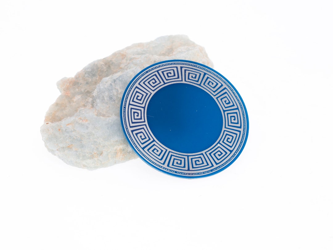 Greek Themed Decorative Disc for Making of Orgone Jewelry, Orgone
