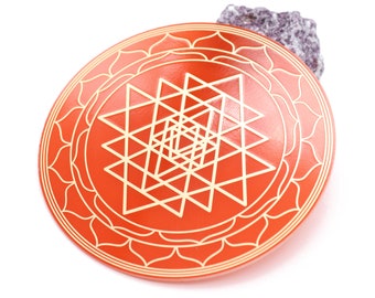 Sri Yantra Coaster, Gold Plated Sacred Geometry Amulet
