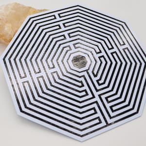 Amiens Cathedral Labyrinth Coaster, Etched Copper Octagonal Plate
