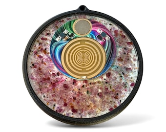 Scalar Wave Pendant with Dual MWO Antennas, solar-powered and with Tourmaline Crystals