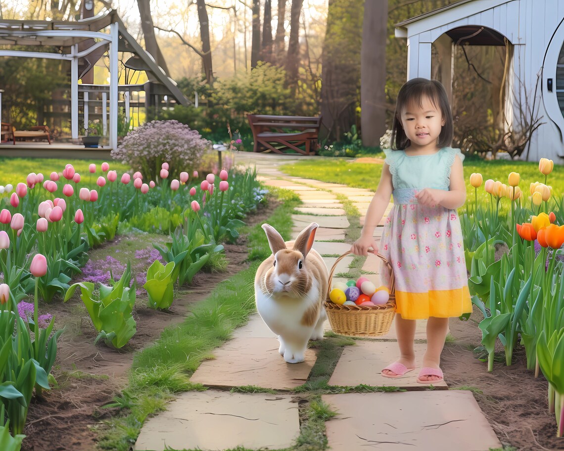 Easter Background Path Easter Bunny on Path Background Backdrop Rooms for Photography, 2 ...