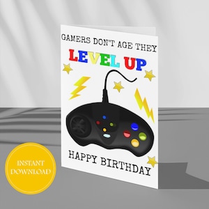 Gamer Level Up Birthday Digital Card Download Printable Video Game Birthday Card For Teenager Foldable Card for Video Gamer Instant Download