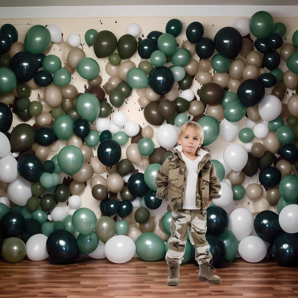 4 globos de camuflaje fondo telón de fondo habitaciones para fotografía, descargas digitales de veteranos militares jubilados de cumpleaños de niños, Photoshop