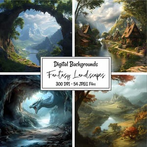 Fantasy Landscape Background Fairy Tale Digital Backdrop Enchanted Download Magical Fantasy Photography Photoshop Forest Clipart Paper