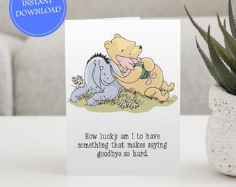 Winnie the Pooh Classic Sympathy Card Instant Download Condolence Card Digital Foldable Greeting Card 5 x 7 Printable Thoughtful Pet Loss