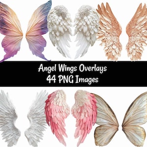Engel vleugel overlays veren vleugel PNG-afbeeldingen Digitale download vleugel fotografie regenboogbrug foto-effecten vleermuis vleugel fantasie moederschap