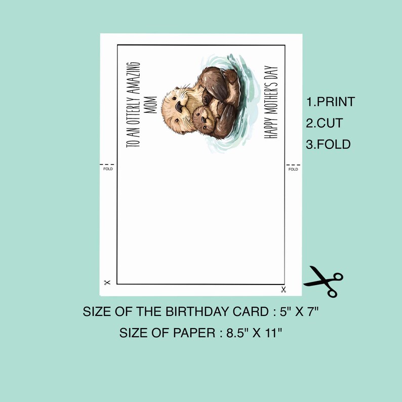 Otter Mother's Day Printable Card Digital Download Mom Otterly Amazing ...