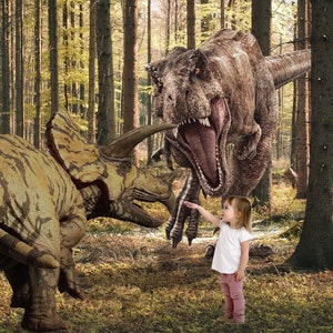Dinosaur T-Rex Background Backdrop for Photographers,  Triceratops Tyrannosaurus Digital Downloads for Photoshop, Printable Photo Backdrop