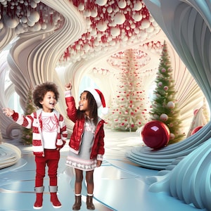7 Christmas Fantasy Background Backdrop for Photography,  Fairytale  Holiday Child Kids Magical Overlay Digital Downloads,Enchanted Room