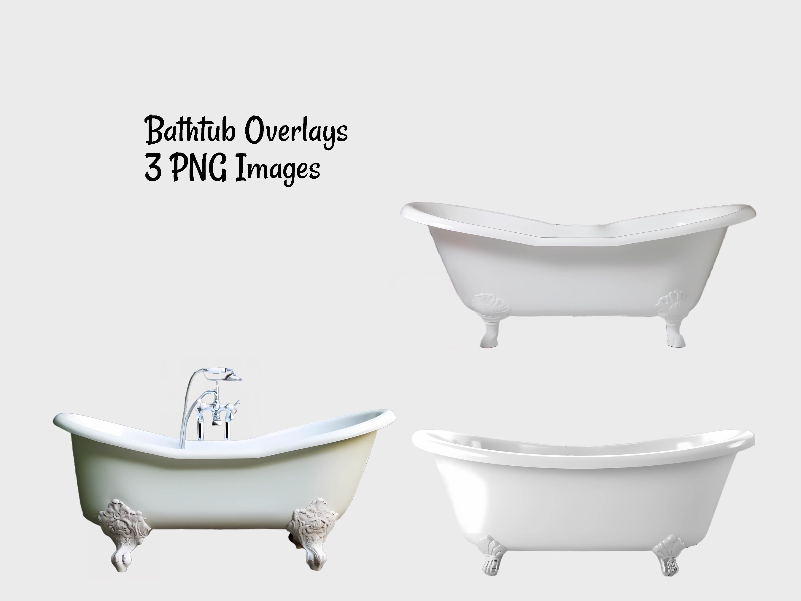 3 Bathtub Overlay Clipart PNG Images Bonus 2 Empty Rooms Etsy