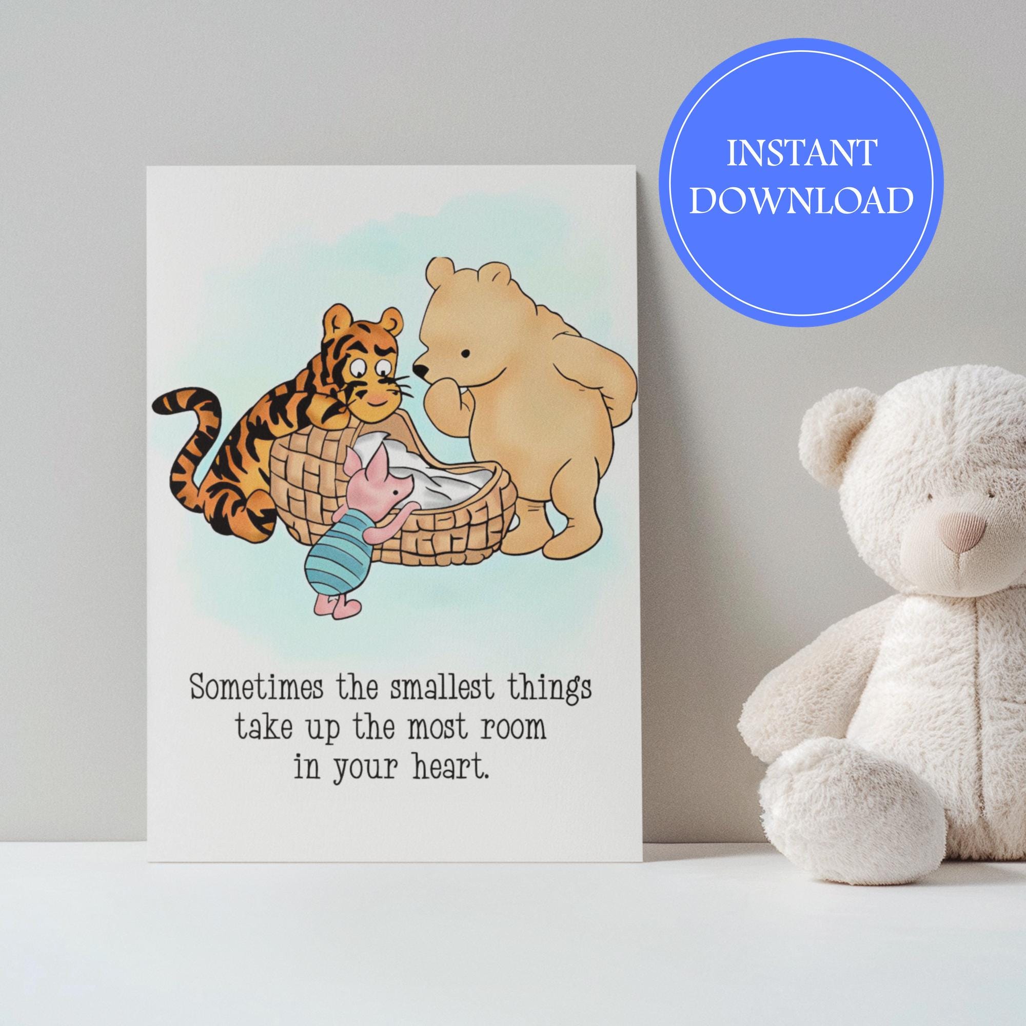 Winnie the Pooh Classic New Baby Card Instant Download Baby Shower