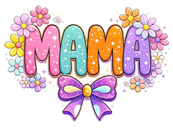Coquette Mama PNG, Cute Pastel Mama Bow Design, Mother’s Day PNG, Retro Glitter Mama Shirt PNG, Sublimation Download
